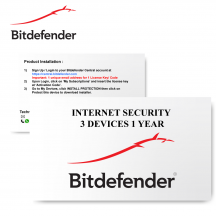 Bitdefender Internet Security 2020 3 Devices 1 Year - E-Card