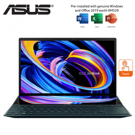 Asus ZenBook Duo 14 UX482E-GHY348TS 14'' FHD Touch Laptop Celestial Blue ( i5-1135G7, 16GB, 512GB SSD, MX450 2GB, W10, HS )
