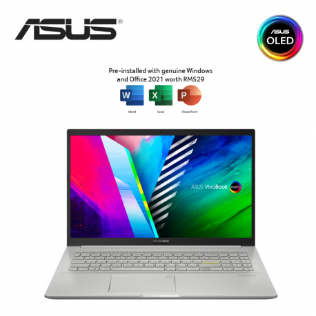 Asus VivoBook 15 OLED K513E-AL13125WS 15.6" FHD Laptop Silver ( i3-1125G4, 4GB, 512GB SSD, Intel, W11, HS )
