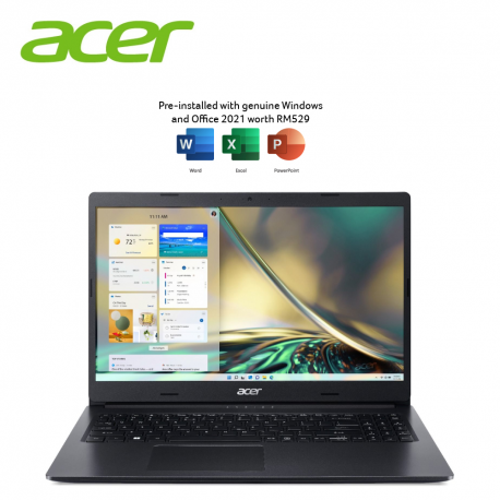 Acer Aspire 3 A315-43-R6K9 15.6'' FHD Laptop Charcoal Black ( Ryzen 7 5700U, 16GB, 512GB SSD, ATI, W11, HS )