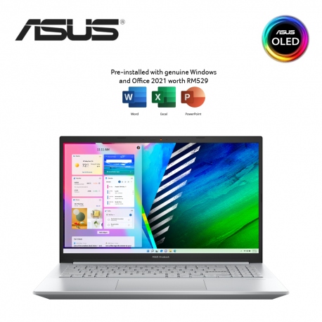 Asus Vivobook Pro 15 OLED K3500P-AL1293WS 15.6'' FHD Laptop Cool Silver ( i7-11370H, 16GB, 512GB SSD, Intel, W11, HS )