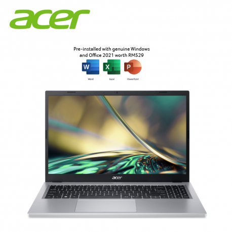 Acer Aspire 3 A315-510P-33QW 15.6'' FHD Laptop Pure Silver ( i3-N305, 8GB, 512GB SSD, Intel, W11, HS )
