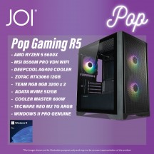 JOI POP GAMING R5 DESKTOP PC ( RYZEN 5 5600X, 16GB, 512GB, RTX3060 12GB, W11P )