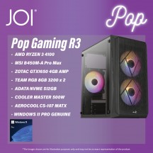 JOI POP GAMING R3 DESKTOP PC ( RYZEN 3 4100, 16GB, 512GB, GTX1650 4GB, W11P )