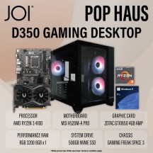JOI POP HAUS R350 GAMING PC ( RYZEN 3 4100, 8GB, 500GB, GTX1650 4GB, W11P )