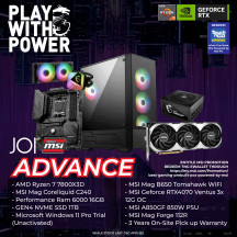 JOI GAMING PC POWERED BY MSI ADVANCE ( RYZEN 7 7800X3D, 16GB, 1TB, RTX4070 12GB )