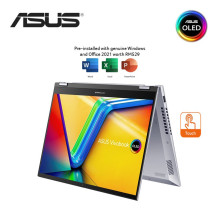 Asus Vivobook S 14 Flip TN3402Y-ALZ308WS 14'' WUXGA Touch Laptop Cool Silver ( Ryzen 5 7430U, 8GB, 512GB SSD, ATI, W11, HS )