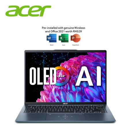 Acer Swift GO 14 SFG14-73-726N 14" 2.8K OLED Laptop Frost Blue ( CU7-155H, 16GB, 1TB, Intel Arc, W11, HS )