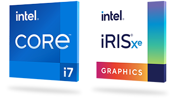 core i7 and iris processor badges